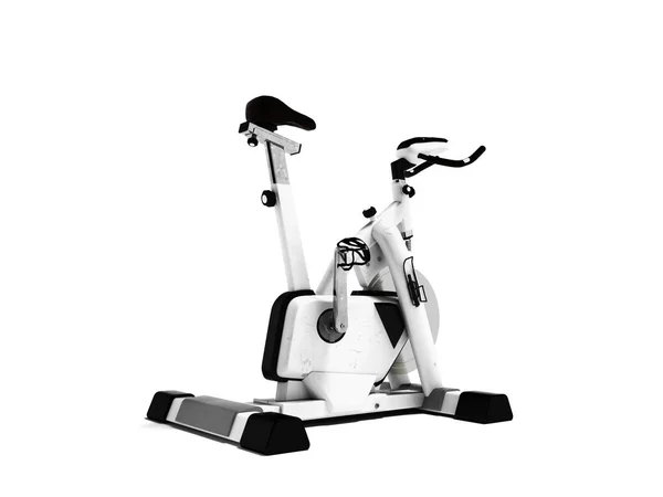 Modern white with black inserts an exercise bike 3d render on wh — Stock Photo, Image