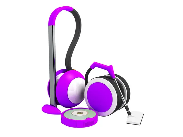 Сучасні пилососи зі шлангами та пилосос пурпуровий робот — стокове фото