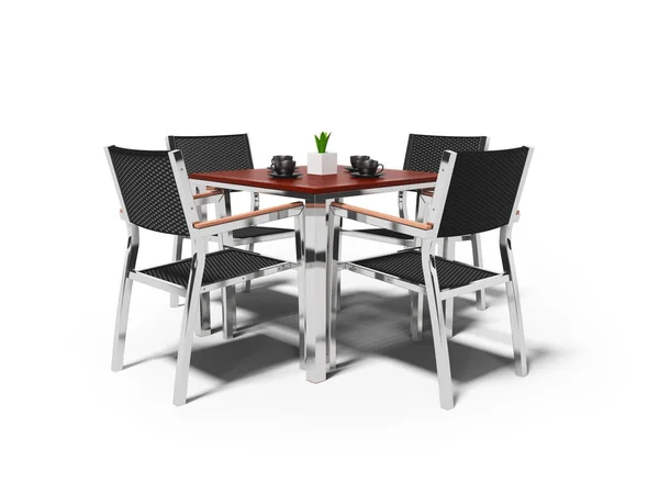 Таблиці та високі стільці ізольовані 3D рендерингу на білому тлі wi — стокове фото
