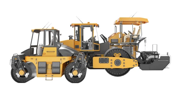 Concept road construction equipment for laying asphalt 3d render — Stock Photo, Image