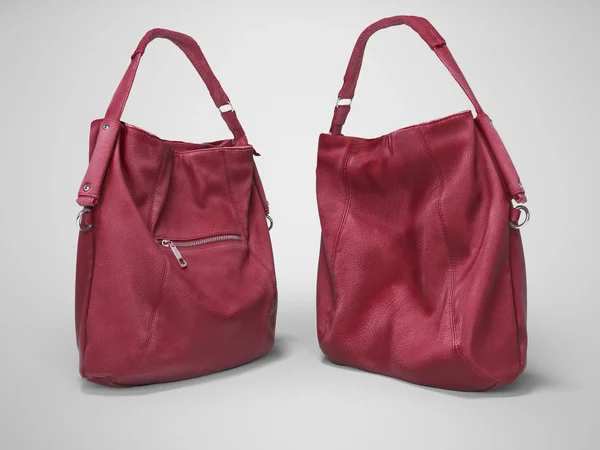 赤女性バッグフロントとバック3dレンダリング上のグレー背景ウィット — ストック写真