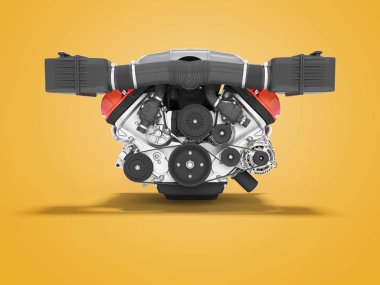 Araç montaj ön görünümü için motor Turuncu arka grubunda 3D görüntüleme