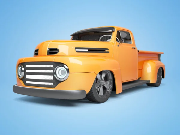 Concepto naranja pickup coche eléctrico 3d representación en backgrou azul —  Fotos de Stock