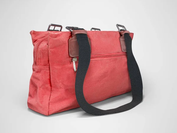 Weibliche Stofftasche mit breiten Griffen 3d-Rendering auf grauem Backgro — Stockfoto