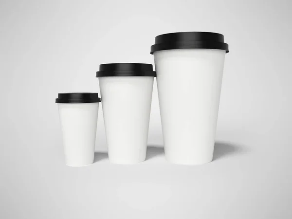 Paper cup with lid for coffee 3d rendering on gray background wi