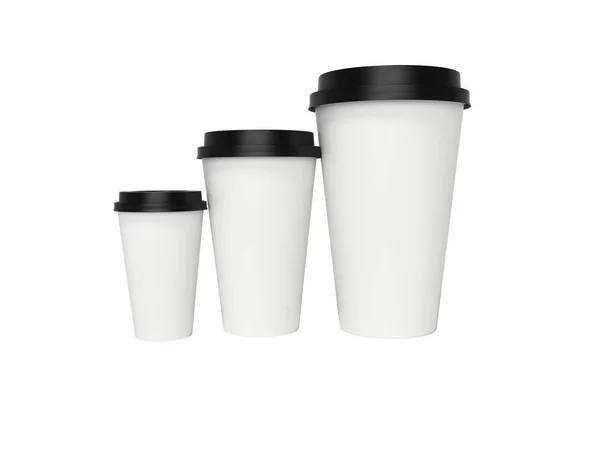 Papiertasse mit Deckel für Kaffee 3D-Rendering auf weißem Hintergrund n — Stockfoto