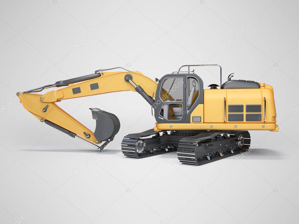 Construction machinery orange excavator with folded hydraulic sh