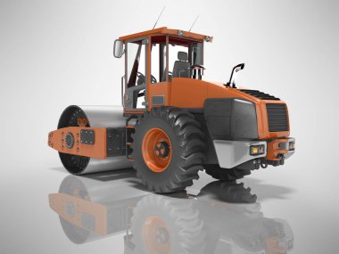 Turuncu yol vibratörleme pisti asfalt dikiz manzarası için 3d re