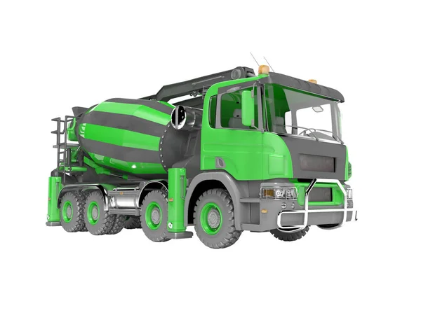 Zöld teherautó beton keverő szállítószalag 3d renderelés a wh — Stock Fotó