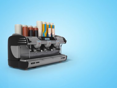 Kafeterya için fincanları olan profesyonel kahve makinesi.