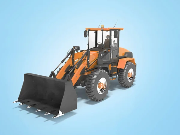 Cargador frontal de carretera grande naranja para obras de carretera 3D renderizado en — Foto de Stock