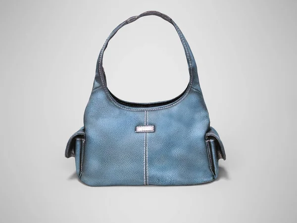 3D vykreslování modrá taška s jednou koženou modrou rukojetí izolované na g — Stock fotografie