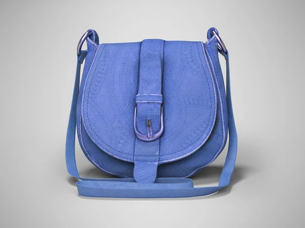 3D renderização azul pequeno saco com alça longa vista frontal em cinza — Fotografia de Stock