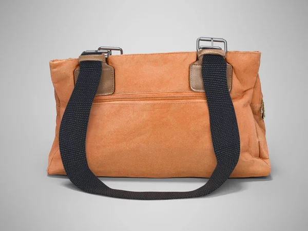 3D rendering oranje eco lederen tas met lange handgrepen tegen gr. — Stockfoto
