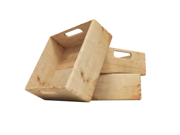 Rendicontazione 3D di un gruppo di casse di legno per il trasporto di merci — Foto Stock