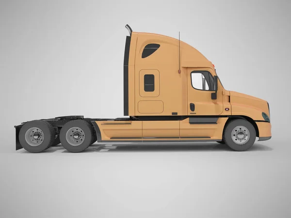 3d rendering of brown truck for transportation right view on gra — ストック写真