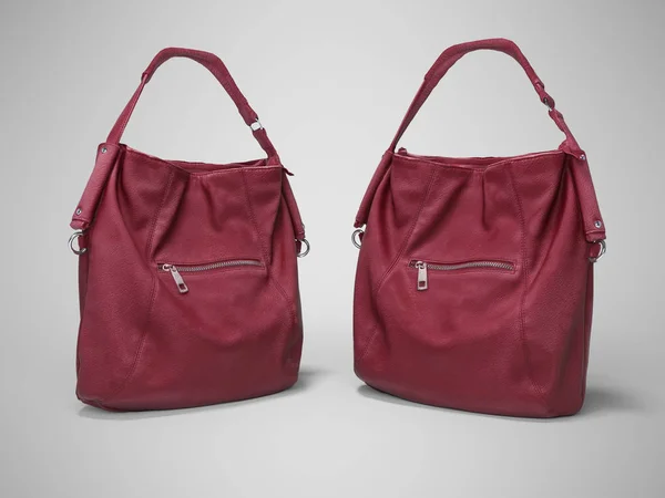 3D renderização dois sacos vermelhos para venda vista frontal no fundo cinza — Fotografia de Stock