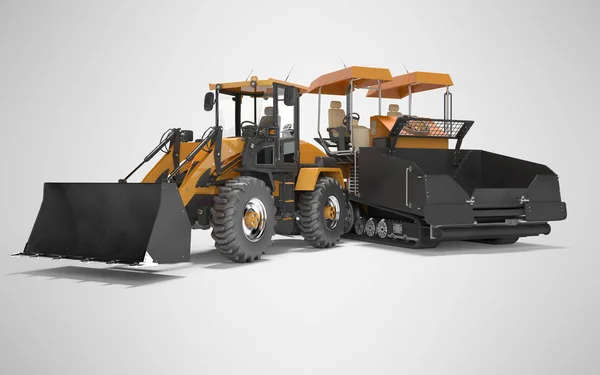 Construction machinery asphalt spreader machine and wheel bulldo — Stock Photo, Image