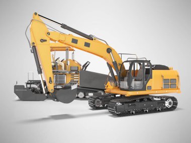 Turuncu yol yapım makineleri sürüngen buldozer ve