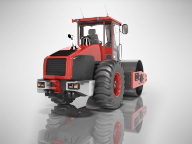 Kırmızı yol vibratörünün dikiz aynası. Gri arka planda 3D görüntüleme.