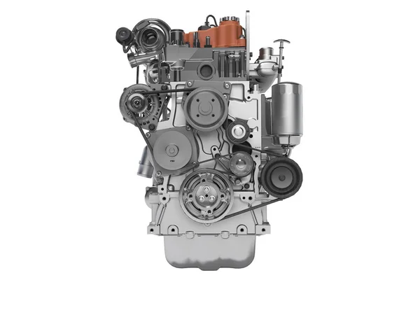 Rendu 3D du moteur diesel pour vue de face de la voiture sur fond blanc — Photo