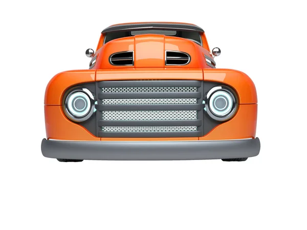 3D rendering orange electro car front view on white background n — ストック写真