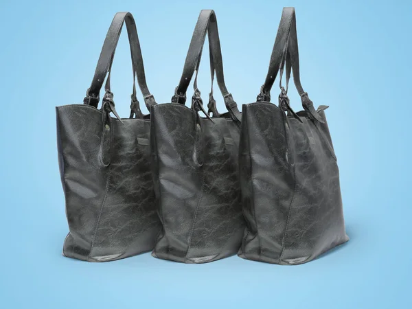 3D rendering three textured bags for sale on blue background wit — 스톡 사진