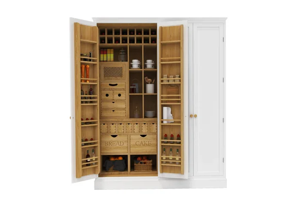 3d renderowania drewniany organizer szafy na urządzenia w latawcu — Zdjęcie stockowe