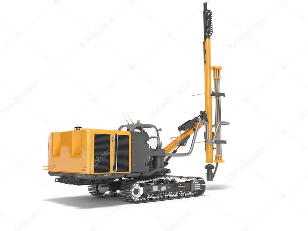 Construction machinery drilling crawler rotary rig orange 3D ren