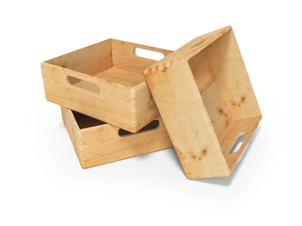 3d weergave van een groep houten kisten voor het vervoer van goederen — Stockfoto