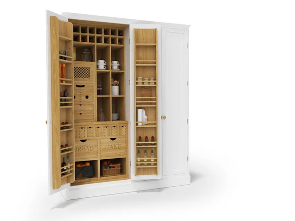 3d renderowania drewniany organizer szafy na urządzenia w latawcu — Zdjęcie stockowe