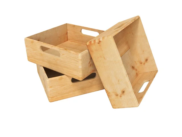 Rendimento 3d di un gruppo di scatole di legno per il trasporto di merci — Foto Stock