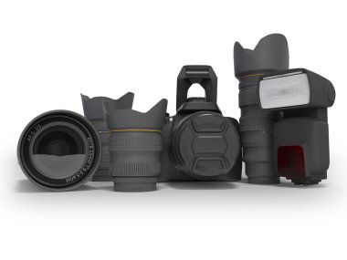 Fotoğrafçı için beyaz arka planda 3D görüntüleme ekipmanı 