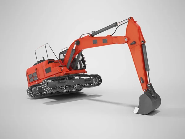 3d concepto de renderizado excavadora de oruga roja con cubo hidráulico — Foto de Stock