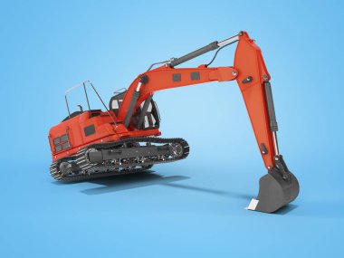 3D yorumlama kavramı kırmızı sürüngen kazıcı ile hidrolik kova