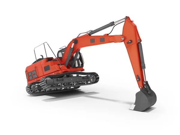 3d concetto di rendering escavatore cingolato rosso con benna idraulica — Foto Stock