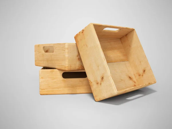 Трехмерный набор деревянных глубоких ящиков для транспортировки грузов — стоковое фото