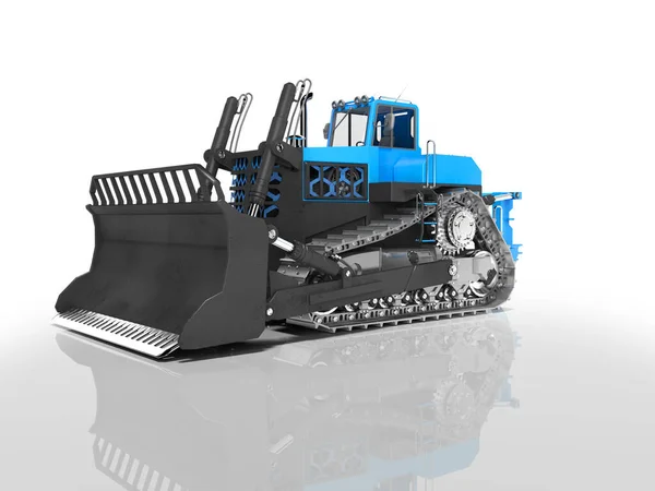 Pesado bulldozer oruga azul aislado 3D representación en blanco —  Fotos de Stock