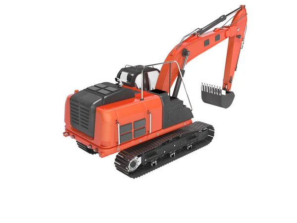3D rendering red crawler excavator rear view on white background — Stock Photo, Image