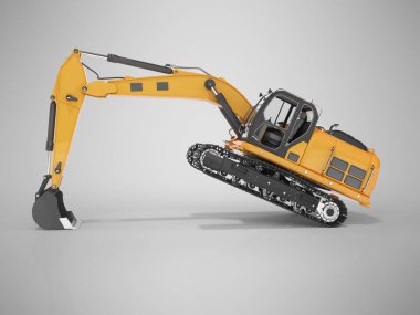 3D canlandırma çalışması turuncu sürüngen kazıcı gri arkaplanda gölgeli bir görünüm bıraktı