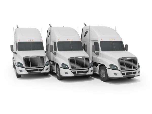 Rendering Dari Kelompok Truk Putih Untuk Jarak Jauh Trucking Latar — Stok Foto
