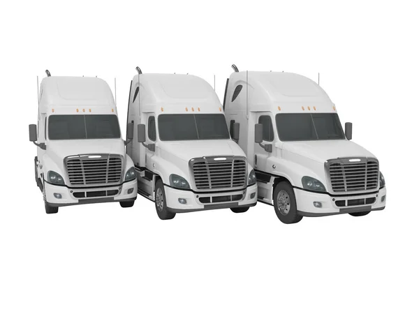 Rendering Dari Kelompok Truk Putih Untuk Jarak Jauh Trucking Latar — Stok Foto