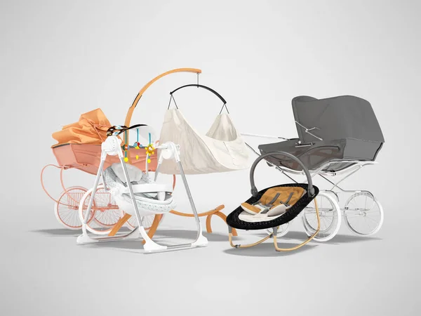 Rendering Concept Baby Rocking Chair Bed Rocking Chair Sleeping Stroller — Stock Photo, Image