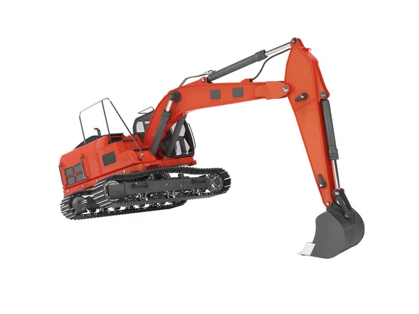 Rendering Concept Red Crawler Excavator Hydraulic Bucket Unfolds White Background — Stock Photo, Image