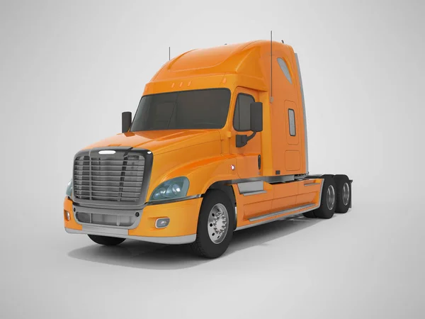 Renderizado Camión Naranja Para Transporte Carga Sobre Fondo Gris Con — Foto de Stock