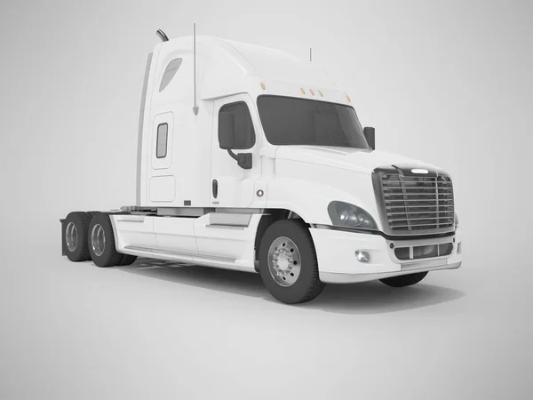 3D影と灰色の背景に隔離された貨物輸送のための白いトラックをレンダリング — ストック写真