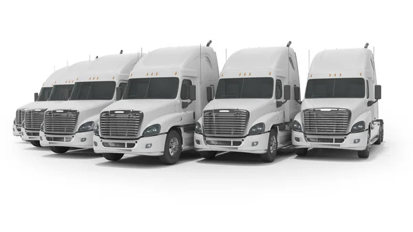 Rendering Concept Group White Trucks Long Distance Trucking Side View — Stock Photo, Image