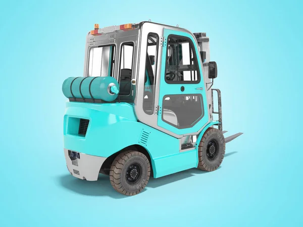 Rendering Blue Forklift Cab Rear View Blue Background Shadow — Stock Photo, Image