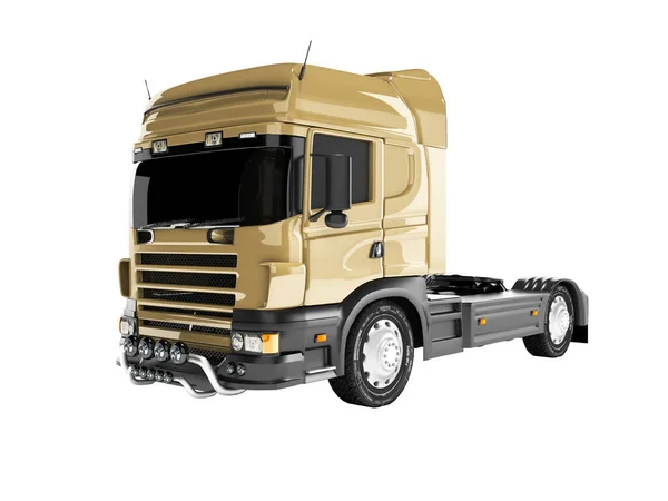 3D rending kahverengi yol damperli kamyon beyaz arka planda izole