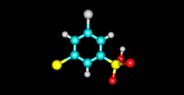 3-Bromo-5-klorobenzenesulphonic struktur molekul asam diisolasi pada warna hitam — Stok Foto